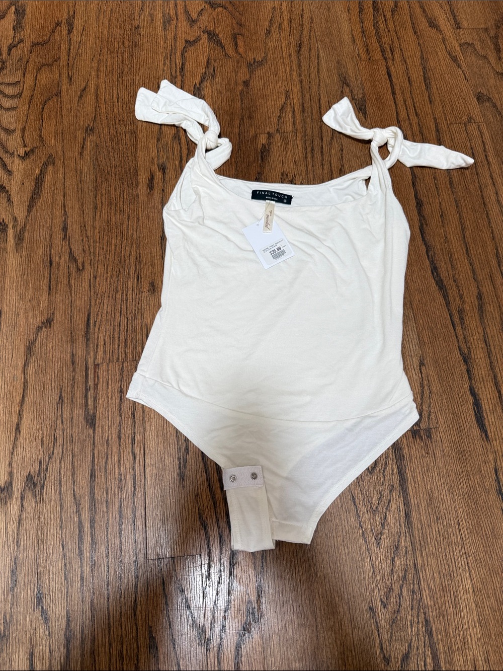 Final Touch White Women's bodysuit with Brand Label